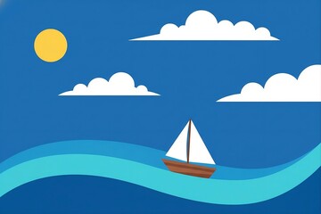 Naklejka premium sailing boat on the sea