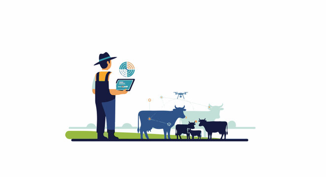 Farmer uses tablet and drone for smart cattle ranching