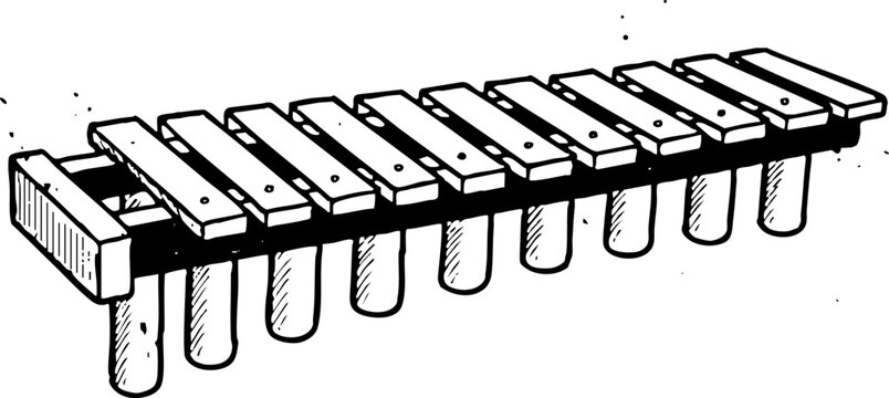 Vintage illustration of a musical xylophone with resonators