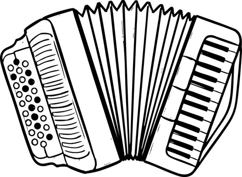Hand-drawn accordion musical instrument illustration