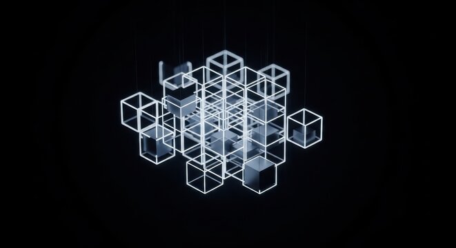 Abstract Cubes Structure Geometric Composition Depicting Complexity and Interconnectivity Future Technology Concept Mesh Structure Visual Design Technological Innovation