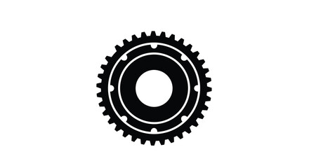 A black circular gear with jagged teeth presented as a striking silhouette © Mama