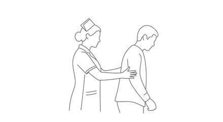 Obraz premium Nurse assisting patient walking, supportive care, health assistance