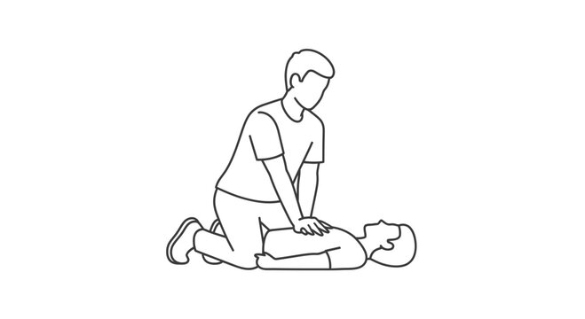 CPR rescue manikin training, chest compressions illustration, first aid emergency