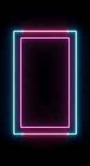 Fototapeta premium Neon Frame Glowing Border Tech Advertising Concept