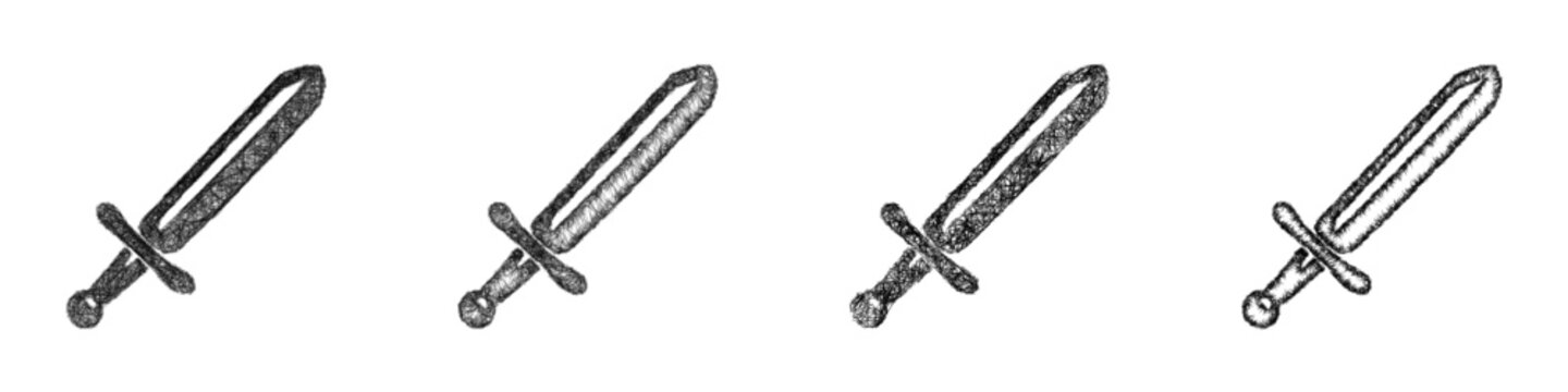 Sketch broadsword icon design set