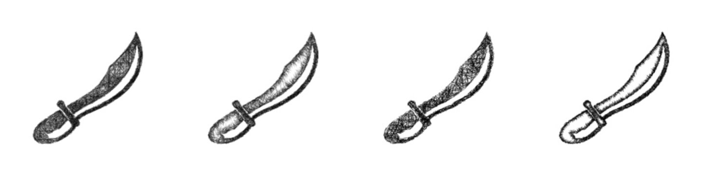 Sketch scimitar icon design set