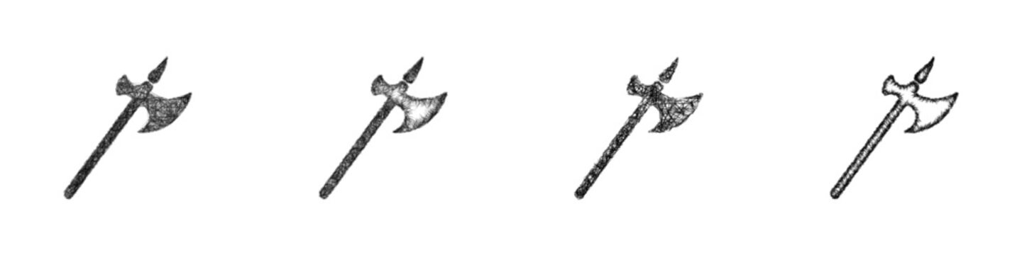 Sketch halberd icon design set