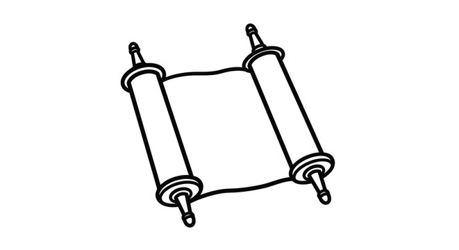 A detailed illustration of ancient scrolls presented in a striking silhouette