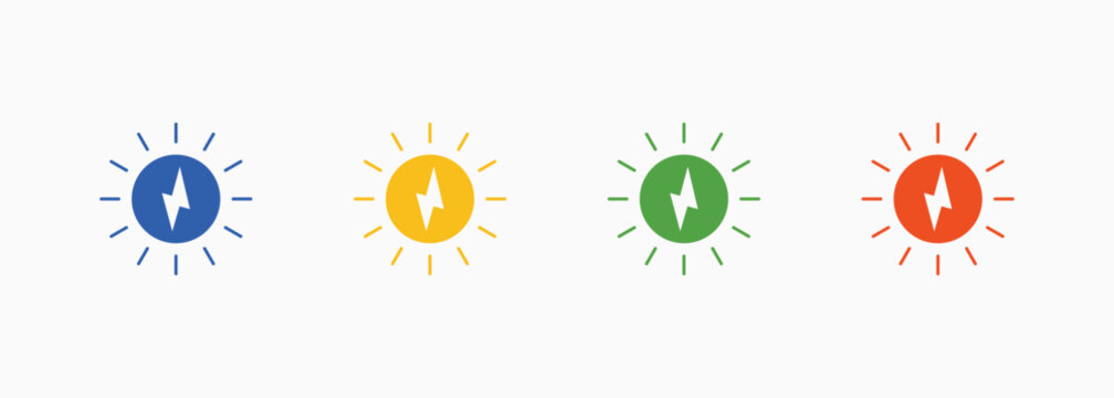 Solar Power Icon Set Color Multiple Style Collection Element For Design