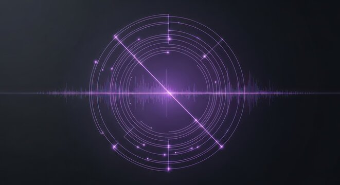 Abstract futuristic digital technology design with circles and lines on black