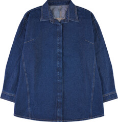 a dark blue textured jacket with a collar and buttoned front closure isolated on transparent background © SanjedaAkter