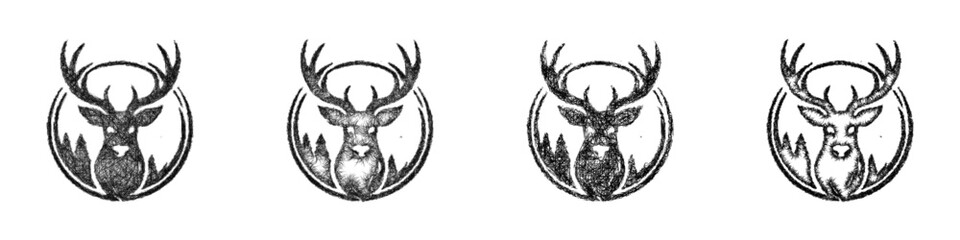 Sketch reindeer logo design set © David Zydd