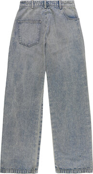 light blue distressed denim pants with a high waist and wide leg cut isolated on transparent background