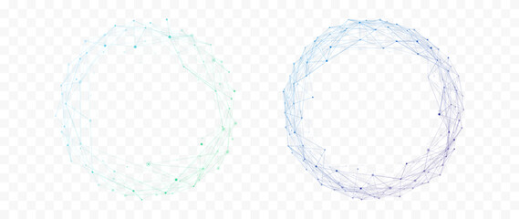 Abstract global network spheres and circular connections, digital technology mesh, big data visualization © ket4up