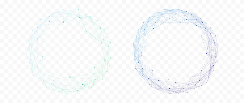 Abstract global network spheres and circular connections, digital technology mesh, big data visualization