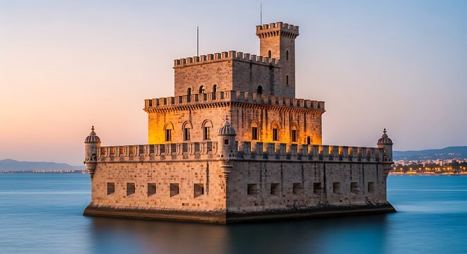 Bel?m Tower Fortress on the Tagus River at Sunset photo (164