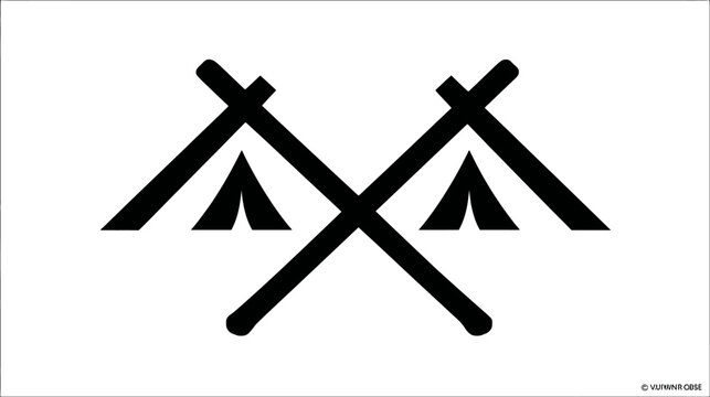 Abstract camping tents graphic illustration against a white background