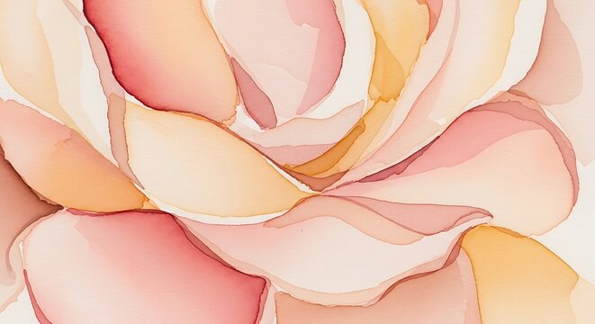 Close-up of Soft Pink and Yellow Watercolor Petals (258) photo