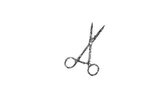Sketch surgical scissors icon animation - smooth progressive reveal