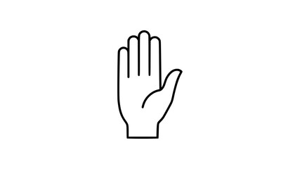 Obraz premium Raised hand stop icon in linear outline style with editable stroke isolated on white background for warning and restriction symbols