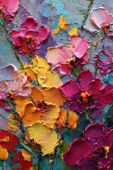 Vibrant Palette Knife Painting with Thick Texture and Rich Floral Tones