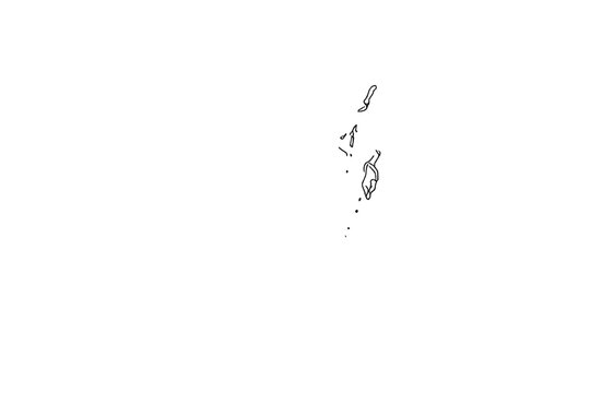 Vector Outline Map of Belize with Line Border and Islands. Simple Flat Minimalist Geography Illustration for Travel, Education, and Cartography. Black and White Country Shape Design Element.