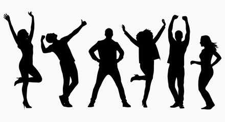Fototapeta premium Silhouettes of people dancing in various poses