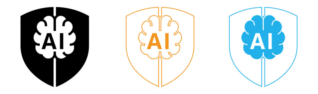 Ai shield logos representing artificial intelligence security and cognitive power