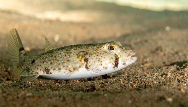 Elegant peacock flounder masterfully camouflaged against sandy seabed, showcasing remarkable natural adaptation for survival underwater.