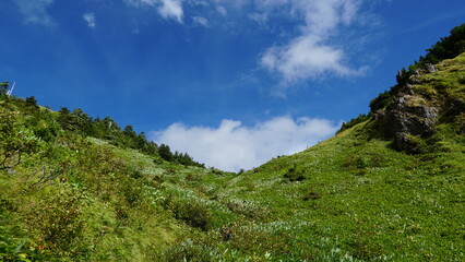 Fototapeta premium Hiking the Volcano: A Summer Ascent of Mount Yakedake, Nagano, Japan