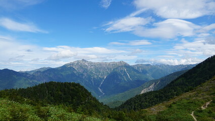 Obraz premium Hiking the Volcano: A Summer Ascent of Mount Yakedake, Nagano, Japan