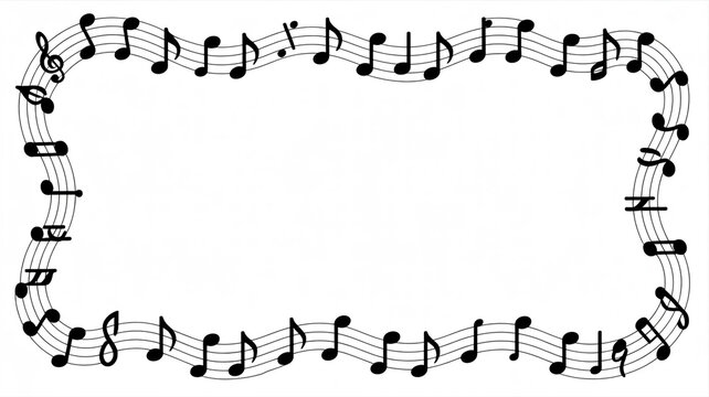 Musical notes forming a decorative border on white background