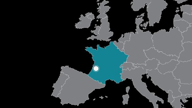 Bordeaux France City Location Map Animation