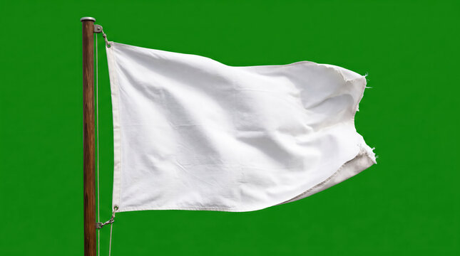 white flag waving green screen