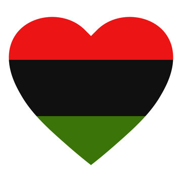 Heart symbol with Pan African colors isolated on transparent background for Juneteenth celebrations