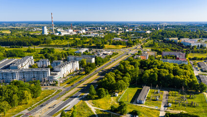 Aerial panoramic view of residential district along Walczaka street in north-eastern part of Gorzow Wielkopolski city in Poland © Art Media Factory