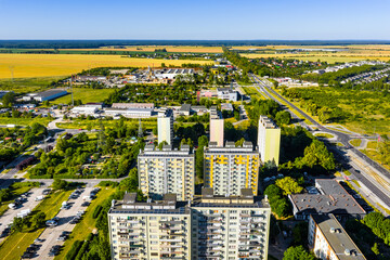 Aerial panoramic view of residential district along Walczaka street in north-eastern part of Gorzow Wielkopolski city in Poland © Art Media Factory
