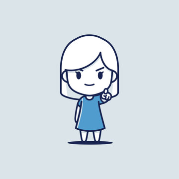Cute cartoon girl pointing finger in a playful and assertive gesture.