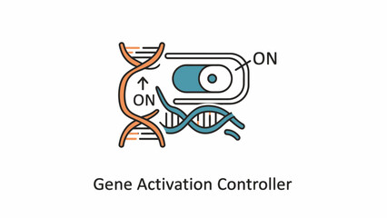 Naklejka premium Gene activation controller illustrating DNA and genetic modification mechanism with activation controller modification genetics molecule research experiment biotechnology engineering sequence