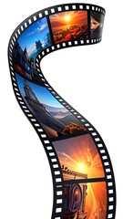 Naklejka premium Film strip with scenic landscape photos.