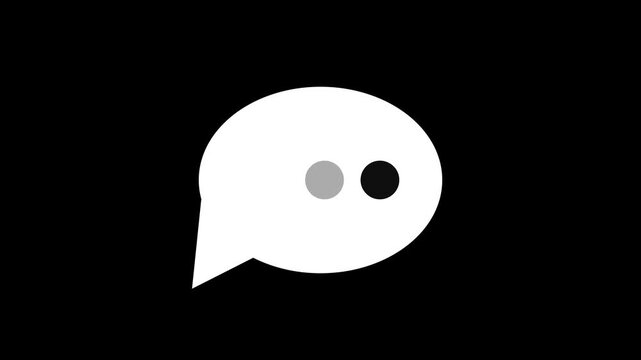 Messaging typing speech bubble icon animation on black background.