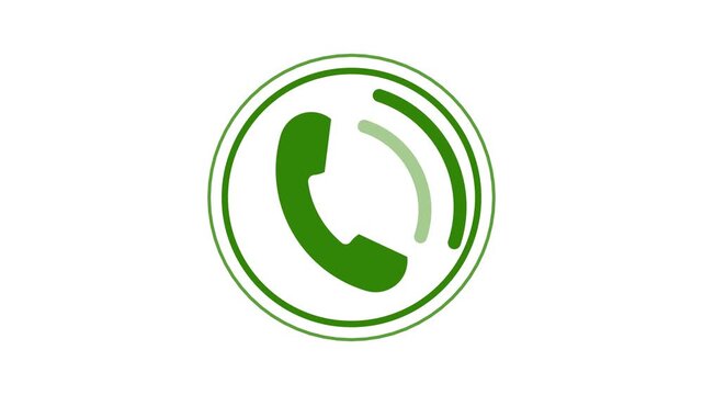 Ringing call button icon animation on white background.