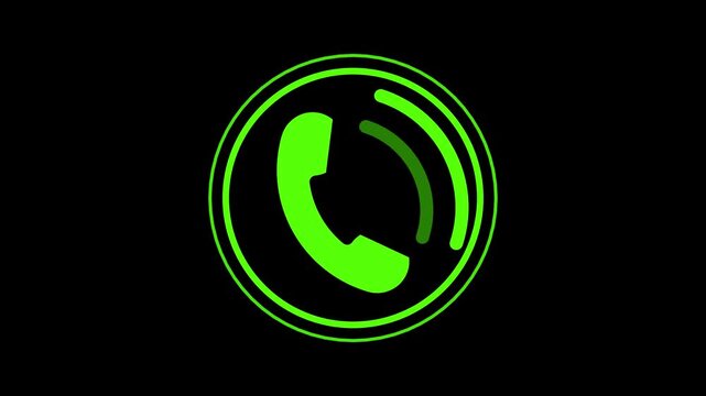 Ringing call button icon animation isolated on black background.