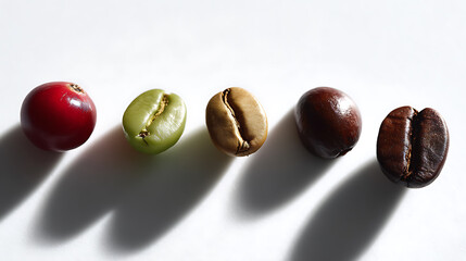 Obraz premium Natural Progression: From Cherry to Roasted Bean, a Visual Journey of Transformation for the Ultimate Morning Brew Experience