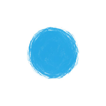 Vibrant blue hand-drawn oval shape with irregular gouache brush stroke texture centered on a plain white background, minimalist artistic concept