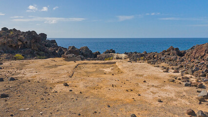 rocky landscape along the coast of the atlantic ocean in Malpais de la Rasca nature reserve, Tenerife, Canary islands, Spain  © Kristof Lauwers