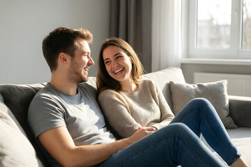 Obraz premium Happy Europe Couple Relaxing at Home