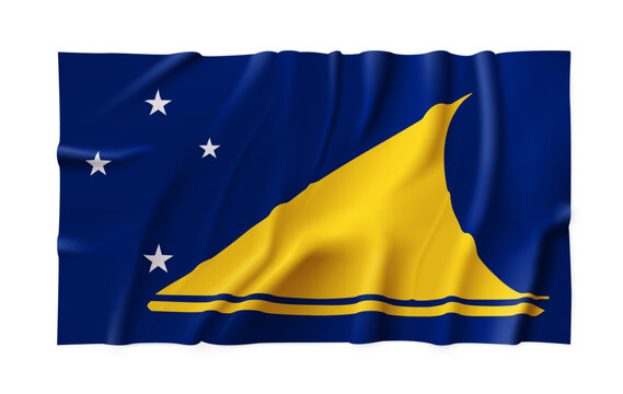 Realistic Tokelau country flag isolated on a transparent background. Silk atlas detailed fabric flag. Vector PNG