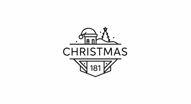 Festive emblem with house, tree, and "Christmas 181" text